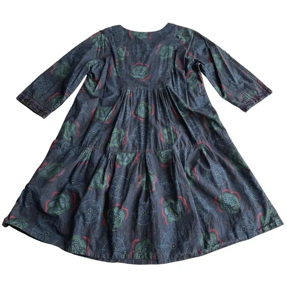 Gudrun Sjoden Alaska 100% Cotton Embroidered Bib Pintuck Ruffle Tunic Dress M - Picture 2 of 9